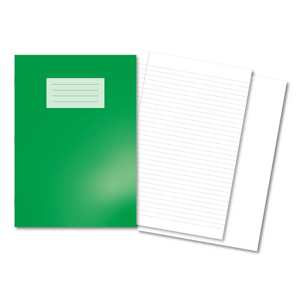 DARK GREEN Oxford Laminated Exercise Book  A4 8mm ruled / PLAIN ALT 80 Page