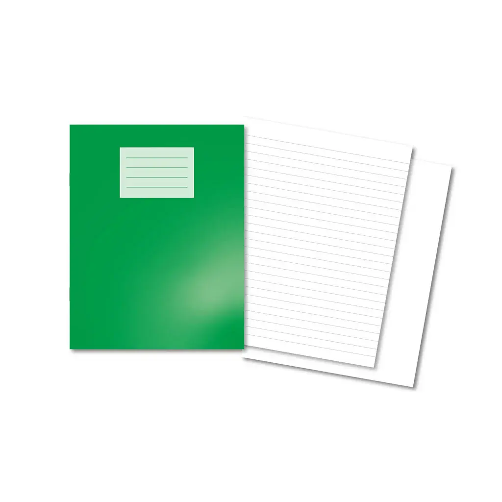 DARK GREEN Oxford Laminated Exercise Book  9 X 7  8mm ruled / PLAIN ALT 80 Page