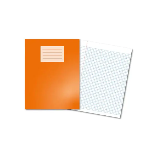 ORANGE Oxford Laminated Exercise Book  9 X 7  5mm Squared and margin 80 Page
