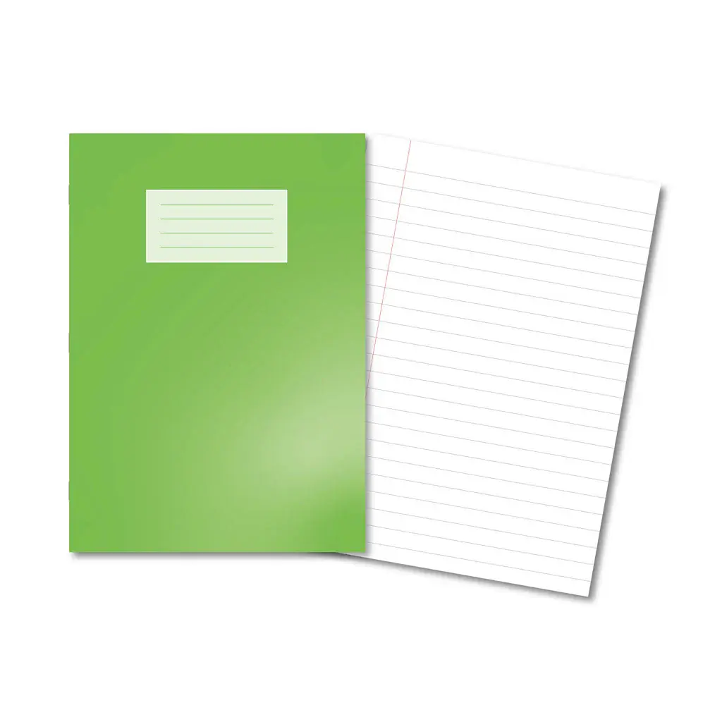 LIGHT GREEN Oxford Laminated Exercise Book  A4 12mm ruled and margin 80 Page
