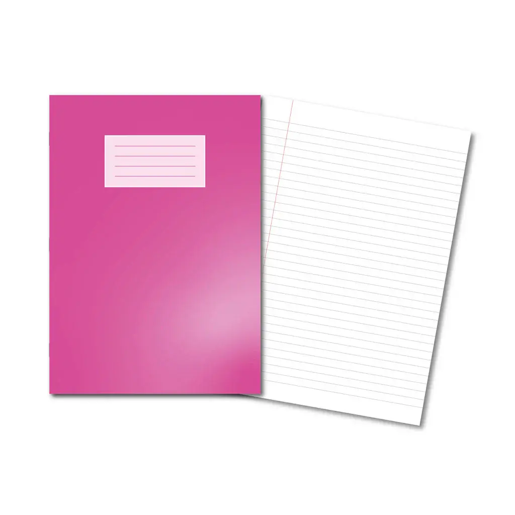 PINK Oxford Laminated Exercise Book  A4 8mm ruled and margin 80 Page