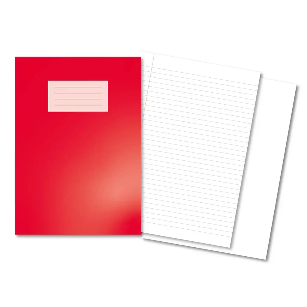 RED Oxford Laminated Exercise Book  A4 8mm ruled / PLAIN ALT 80 Page