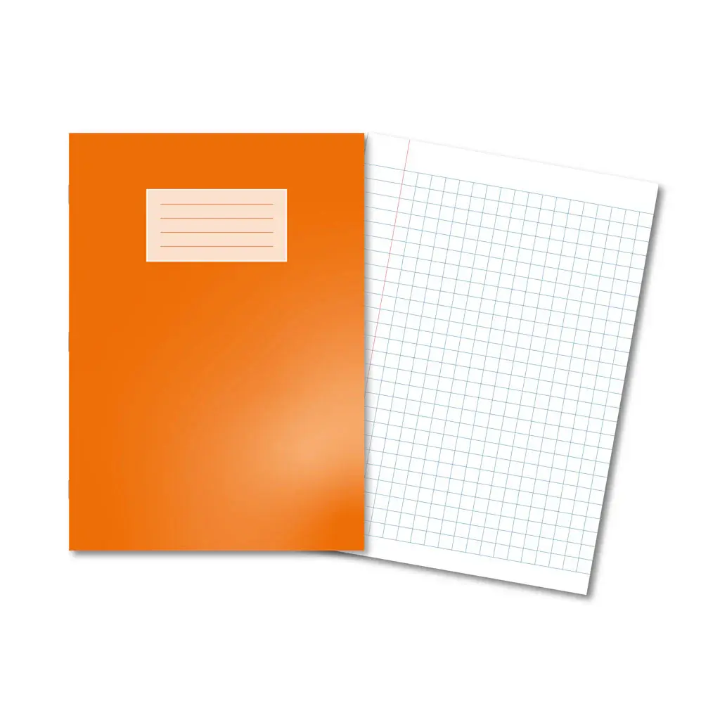 ORANGE Oxford Laminated Exercise Book  A4 10mm Squared and margin 80 Page