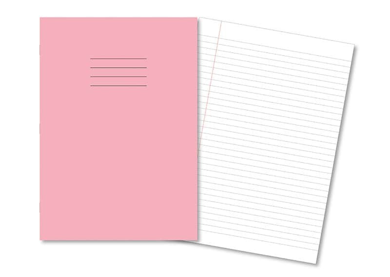 PINK Exercise Books A4+ 320mm x 240mm 80 Pages 12mm Feint & Margin