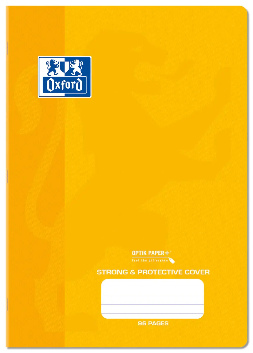 Oxford Exercise Books Polypropylene Covers A4 96 Pages 8mm Feint & Margin Yellow Covers
