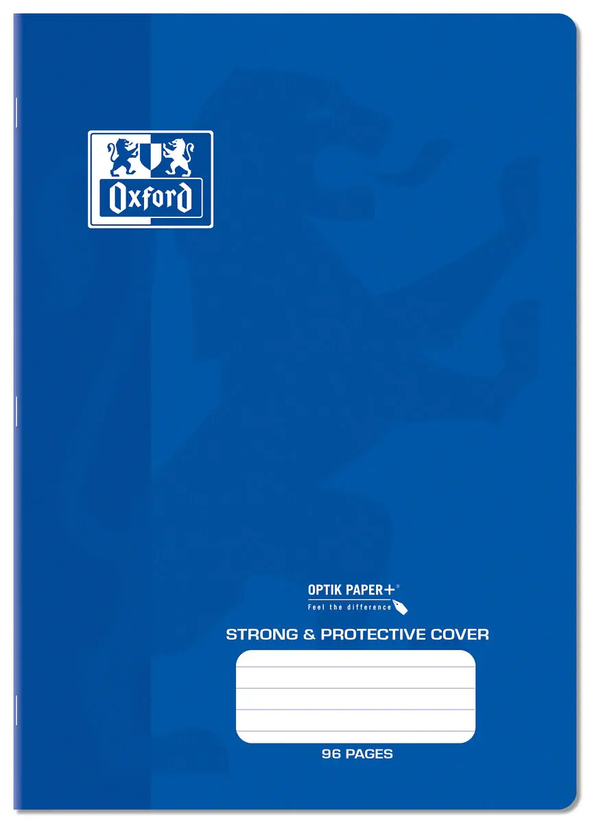 Oxford Exercise Books Polypropylene Covers A4 96 Pages 8mm Feint & Margin Blue Covers