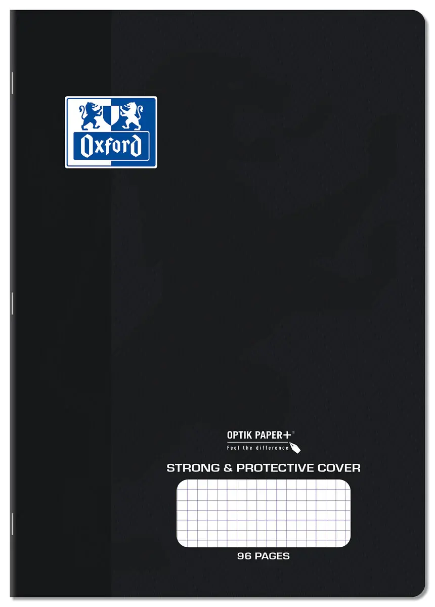 Oxford Exercise Books Polypropylene Covers A4 96 Pages 5mm Squares Black Covers
