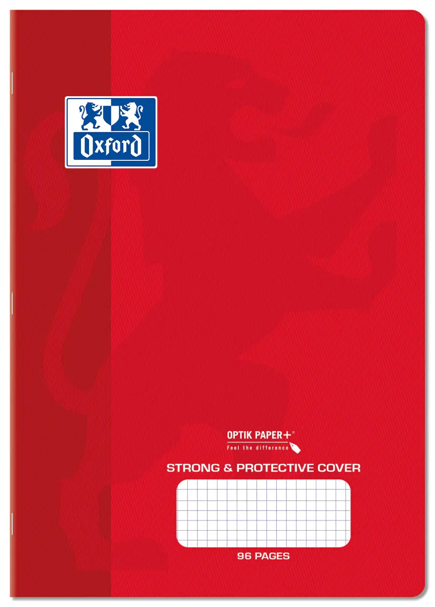Oxford Exercise Books Polypropylene Covers A4 96 Pages 5mm Squares Red Covers