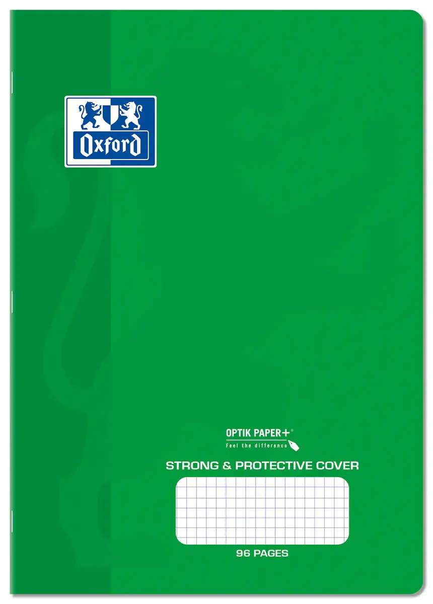 Oxford Exercise Books Polypropylene Covers A4 96 Pages 5mm Squares Green Covers
