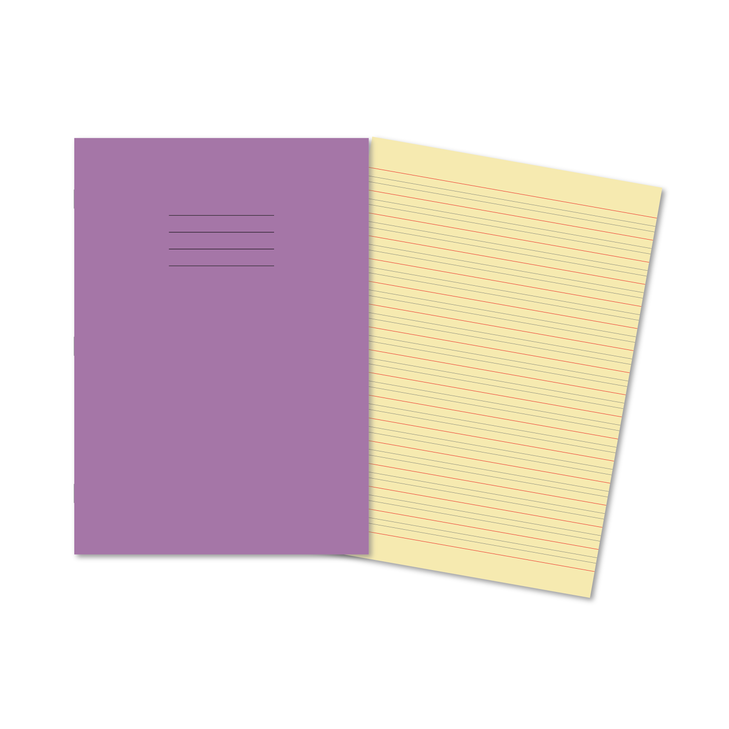 Handwriting Exercise Books Cream Pages A4 80 Pages Red & Black 4mm / 16mm Ruling Purple Covers