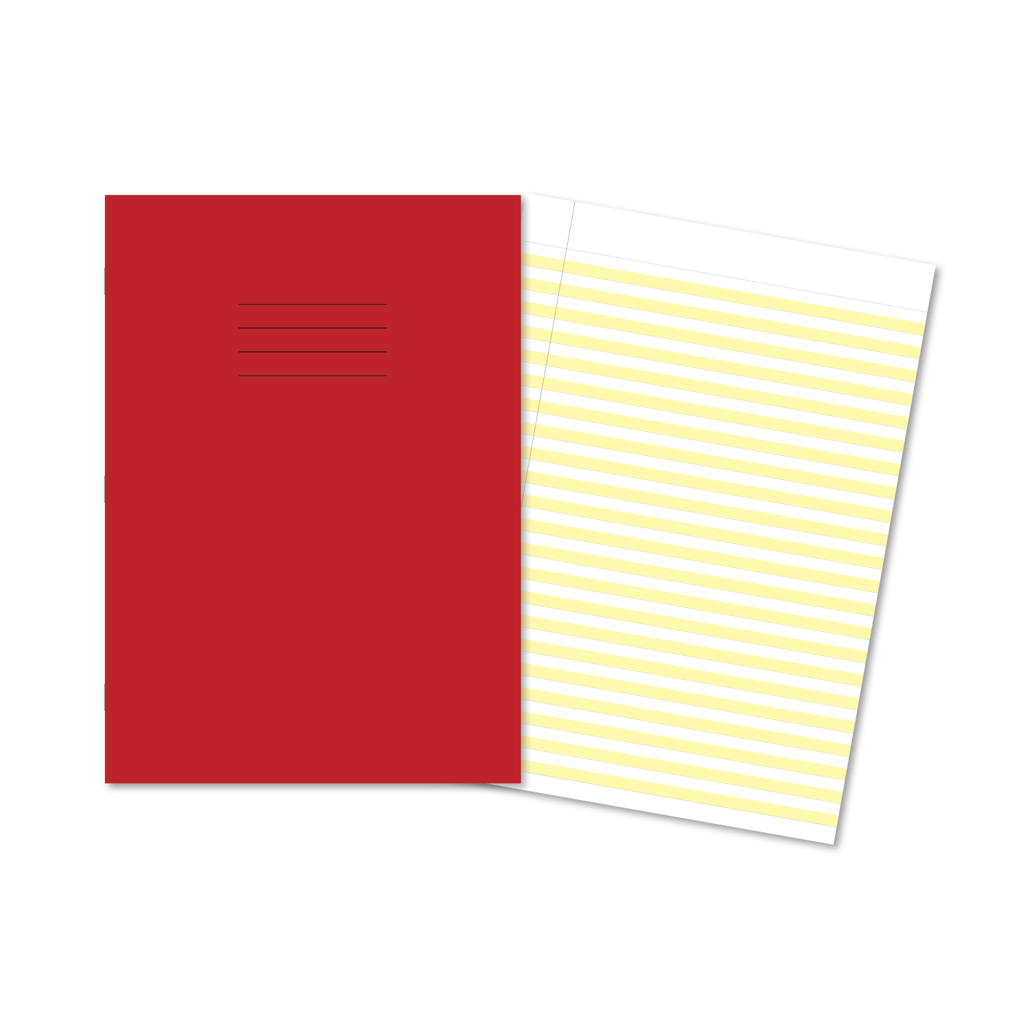 Exercise Books A4 80 Pages Handwriting Ruling 6mm With Yellow Highllighted Line Red Covers