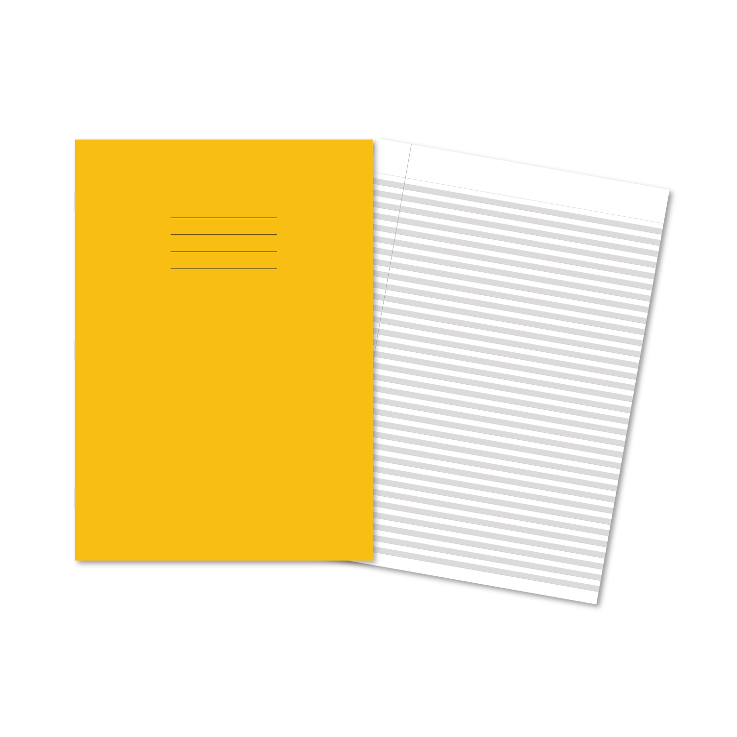 Exercise Books A4 80 Pages Handwriting Ruling 4mm With Grey Highllighted Line Yellow Covers