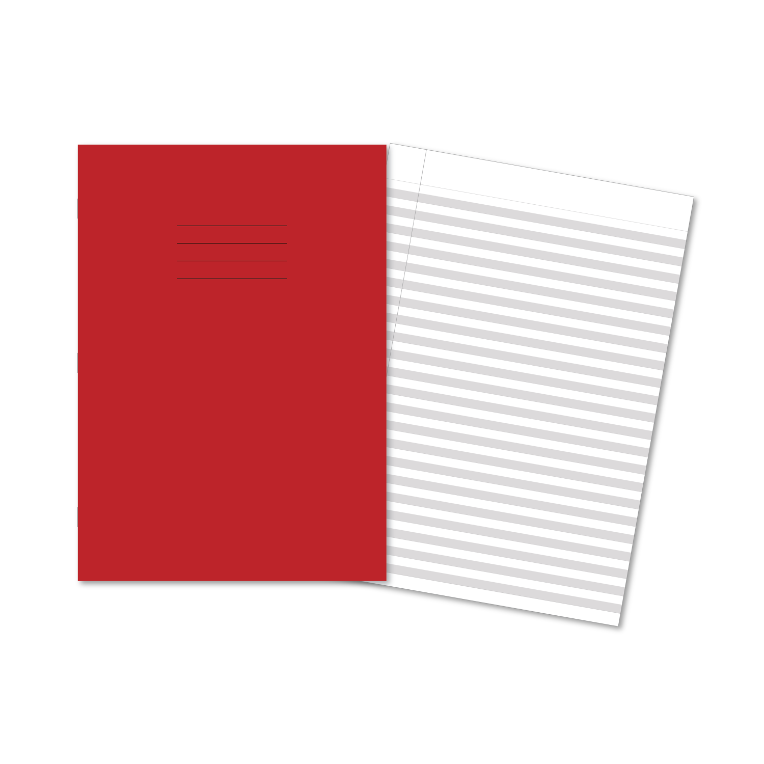 Exercise Books A4 80 Pages Handwriting Ruling 6mm With Grey Highllighted Line Red Covers