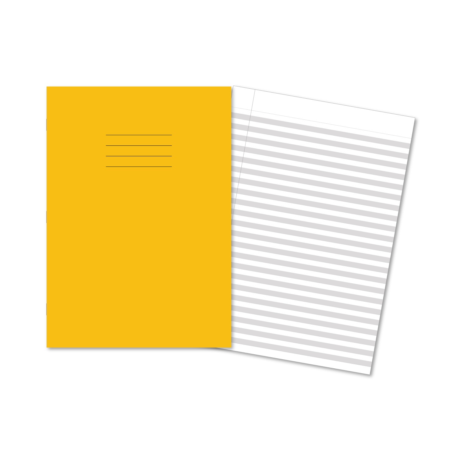 Exercise Books A4 80 Pages Handwriting Ruling 6mm With Grey Highllighted Line Yellow Covers