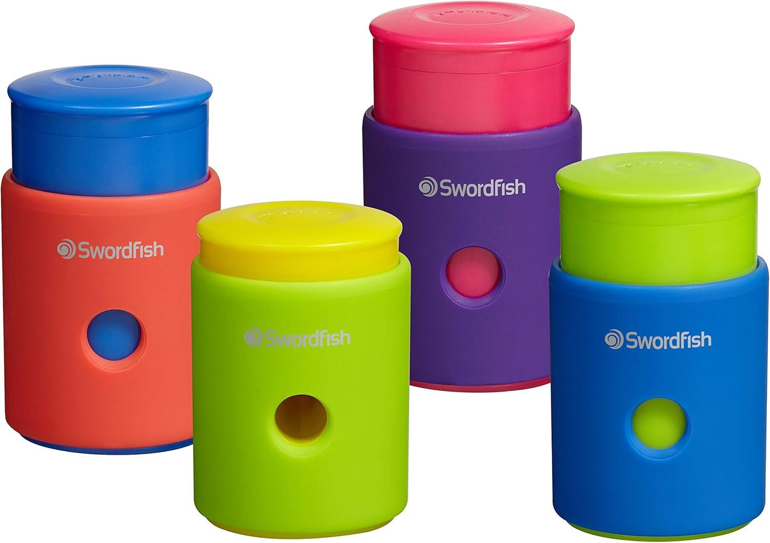 Swordfish Mess Free Click Click Single Hole Canister Pencil Sharpener Assorted Colours