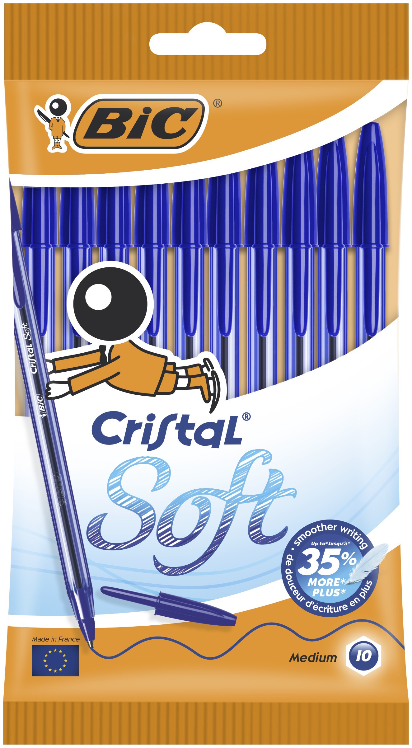 Cristal Soft Blue Ballpoint Pens Pack of 10