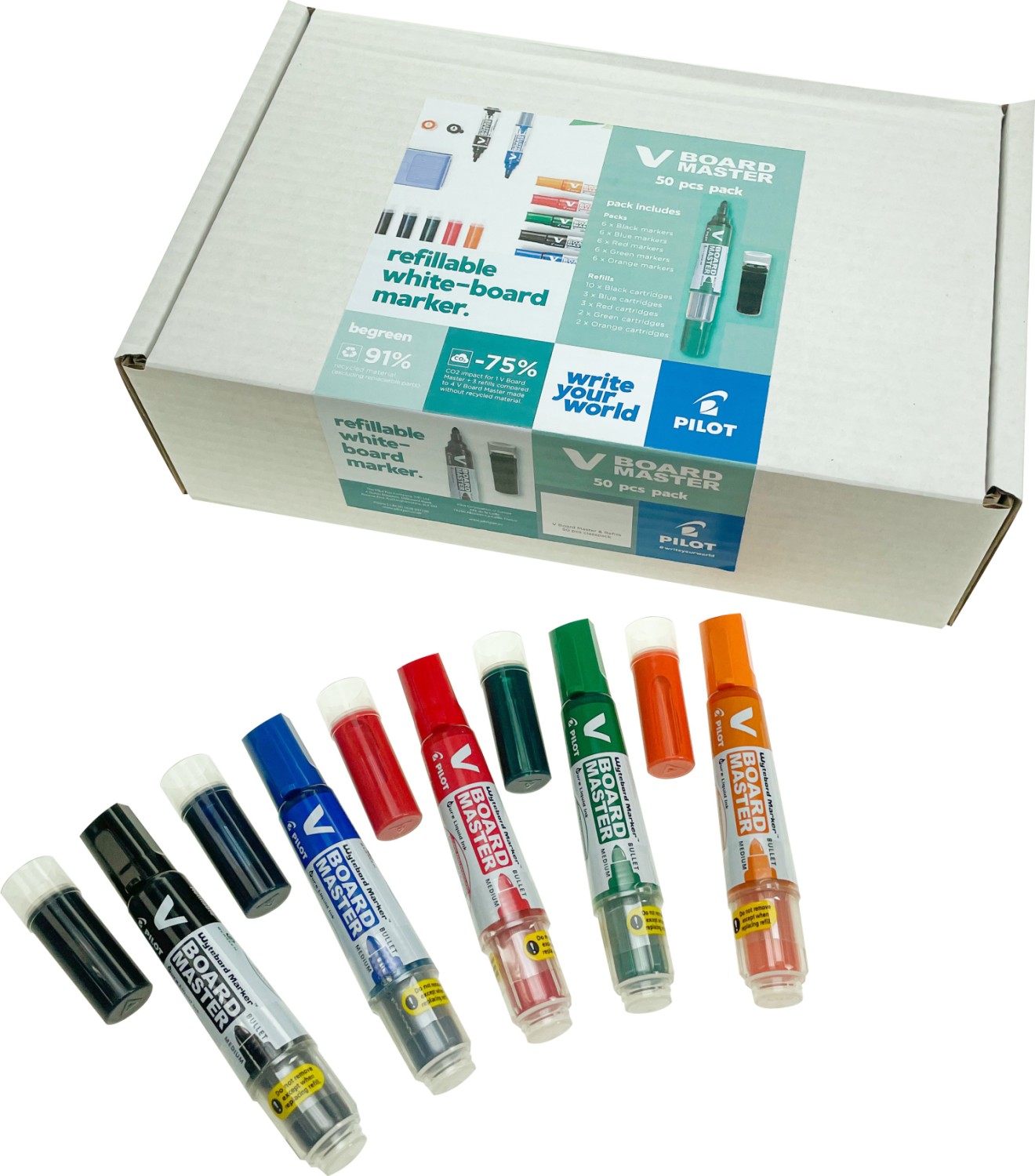 Pilot V Board Master Drywipe Markers Bullet Tip Assorted Classpack 5012052029651
