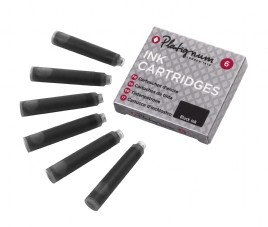 Platignum Fountain Pen Ink Cartridges Black Pack 6s