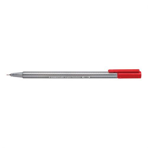Staedtler Triplus Fineliner Pen 0.8mm Tip 0.3mm Line Red Pack 10
