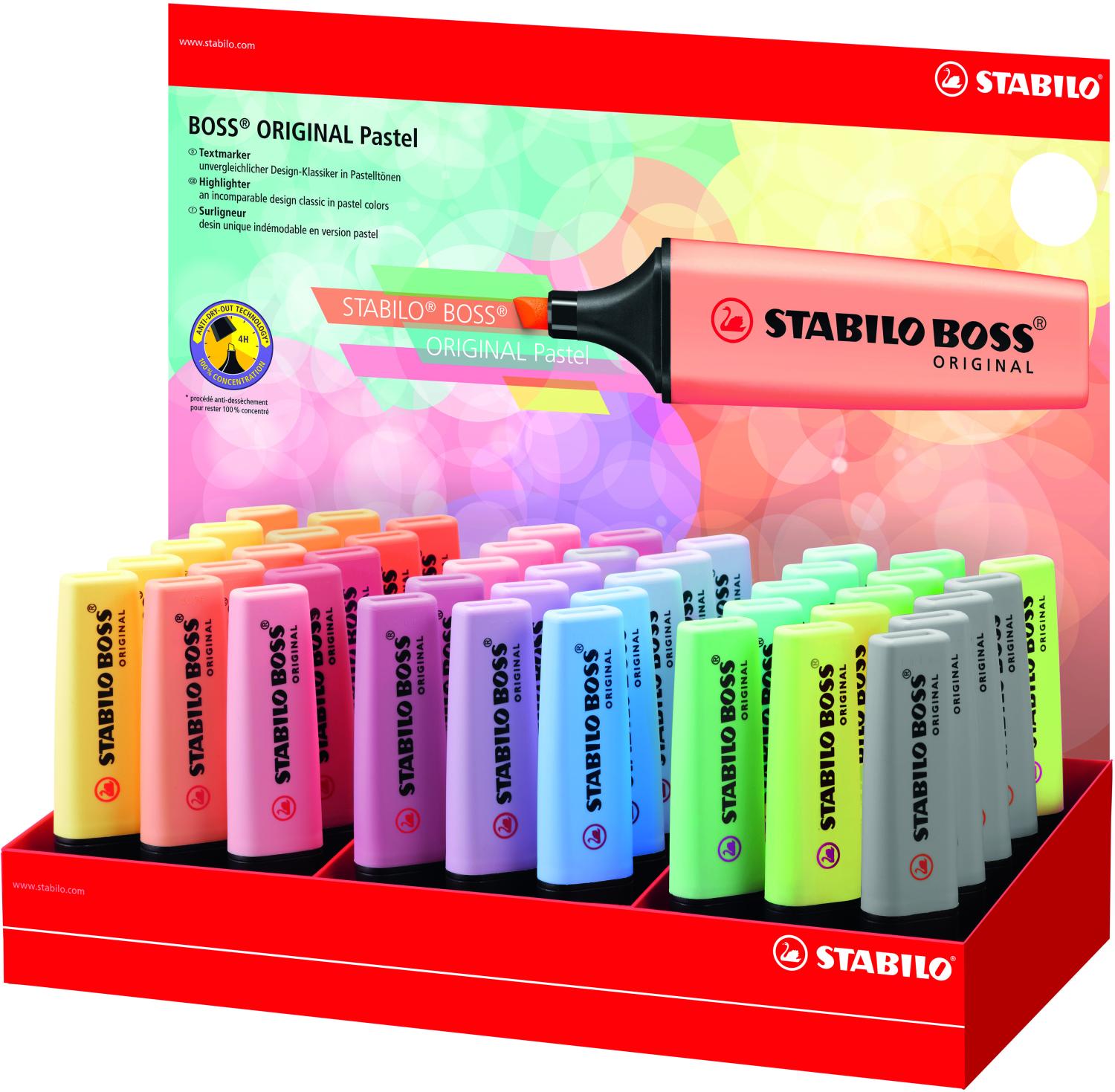 Stabilo Boss Pastel Coloured Highlighters Assorted Display Of 45 70/45-4