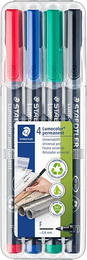 Staedtler Assorted 4s Lumocolour OHP Fine Permanent Pens