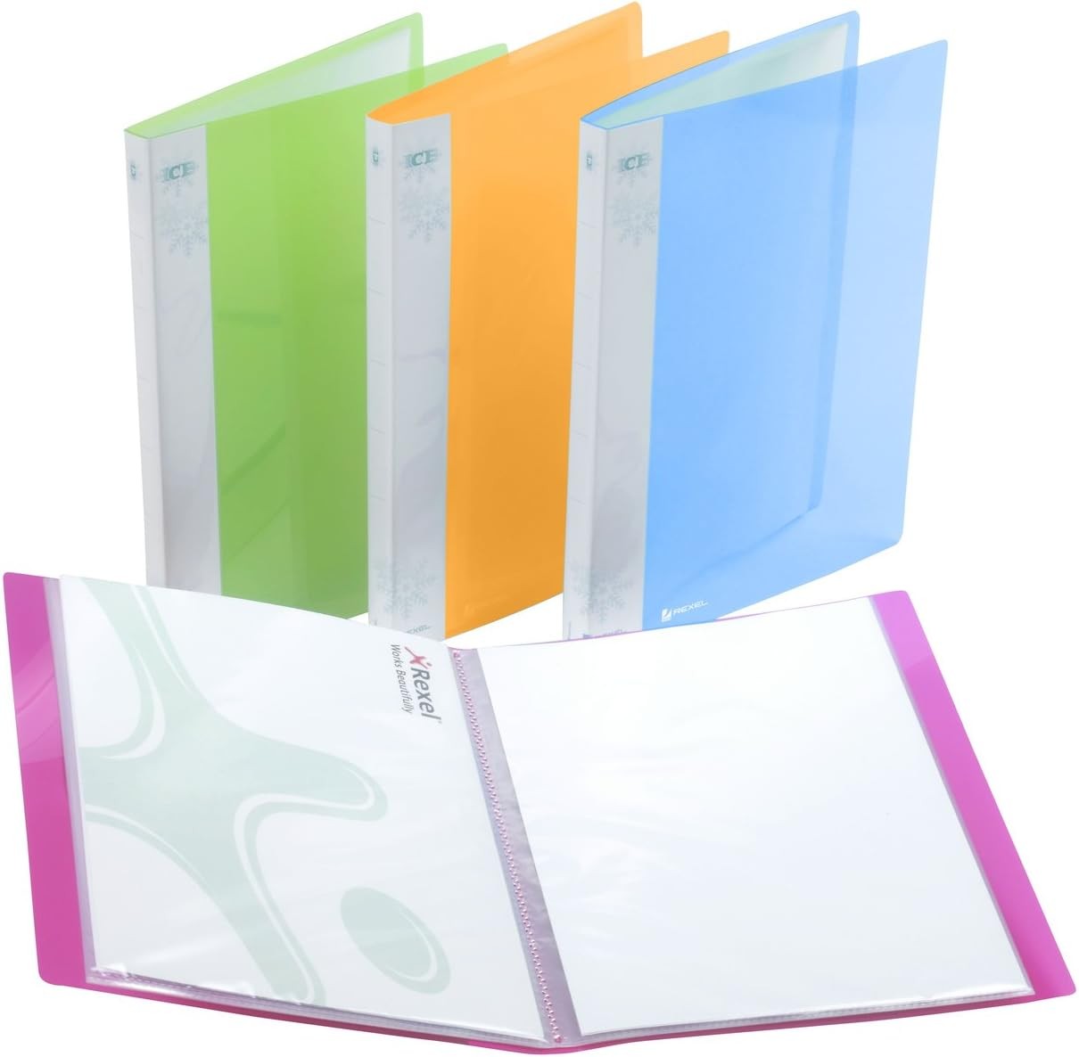 Rexel Ice Display Book Polypropylene 10 Pockets A4 Assorted Translucent Covers Ref 2102036