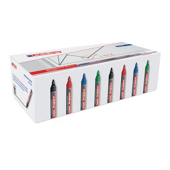 Edding 363 Drywipe/Whiteboard Markers, Chisel Tip, Assorted Colours