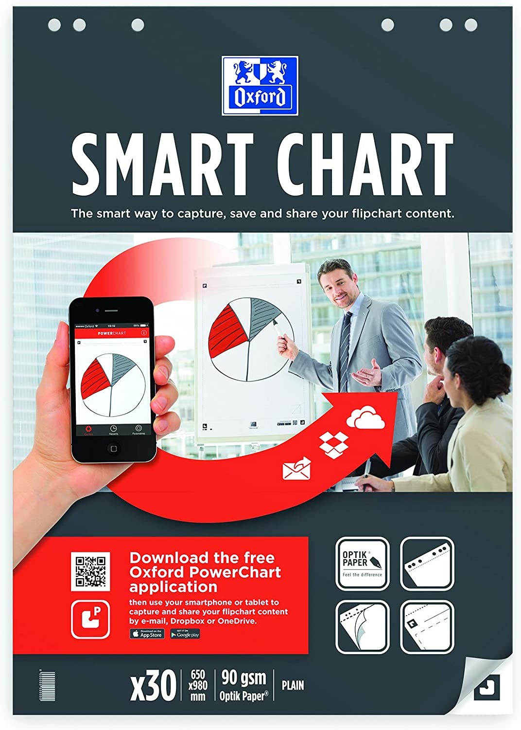 Oxford Smart Flipchart Pads, 25mm squar - Pack of 3
