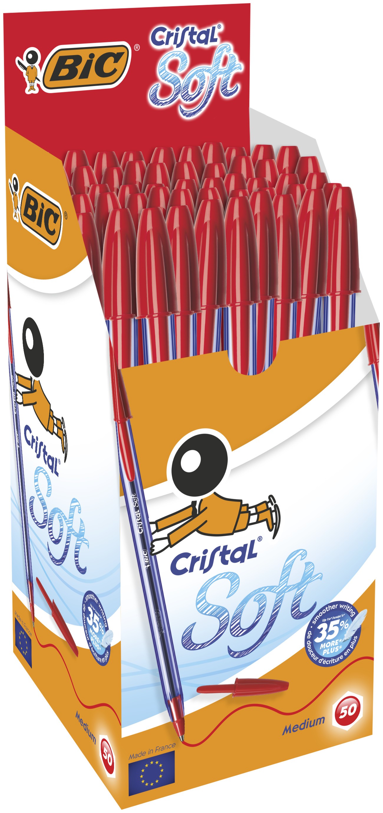 Cristal Soft Ballpoint Pens Red Pack of 50