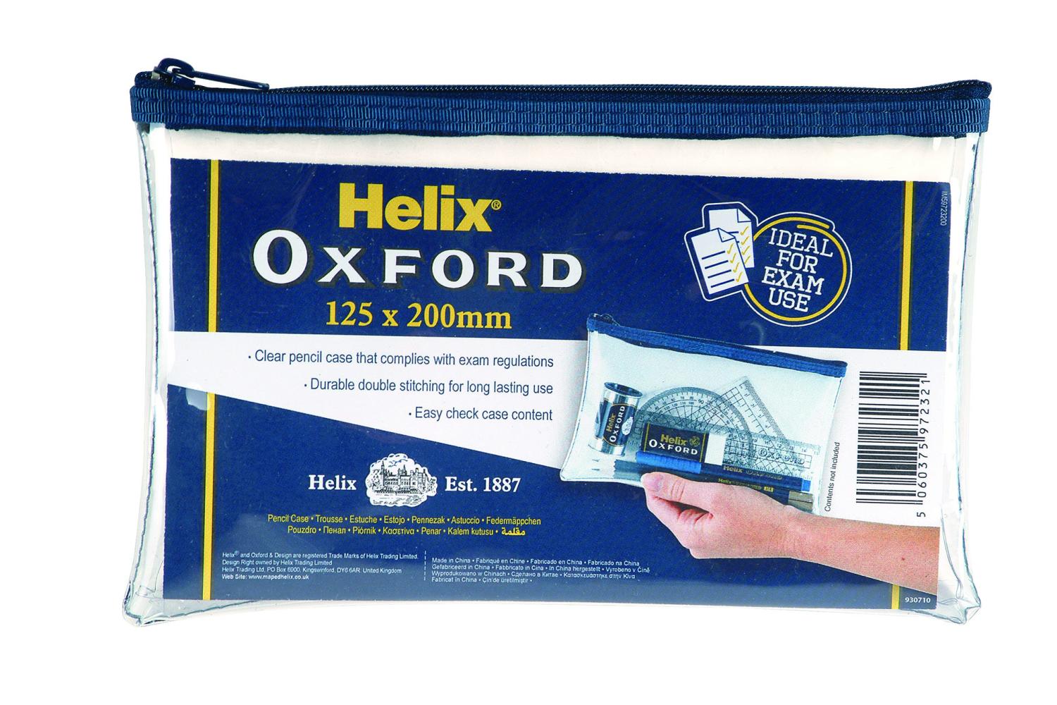 Oxford Pencil Case 200mm x 125mm Blue Strip