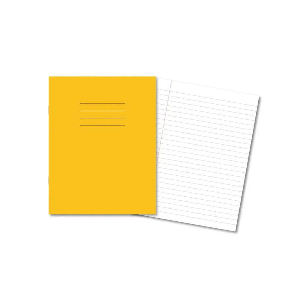 YELLOW Exercise Books 9 x 7 48 Pages 8mm Feint & Margin