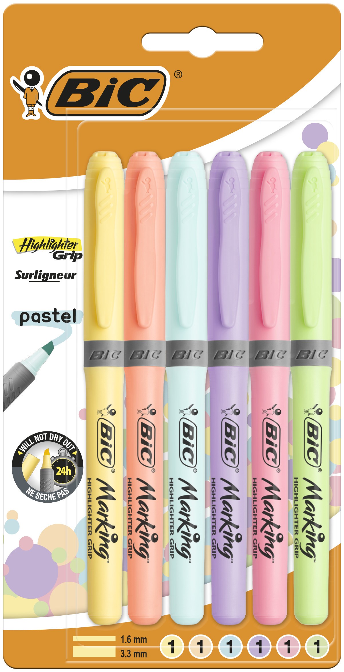 Highlighter Grip Pastel Assorted BL6 EU