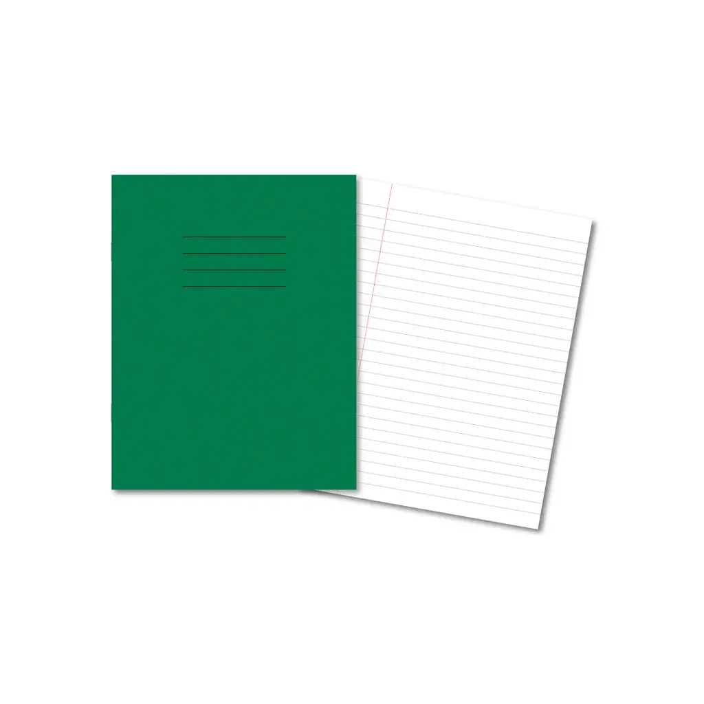 DARK GREEN Exercise Books 9 x 7 80 Pages 8mm Feint & Margin