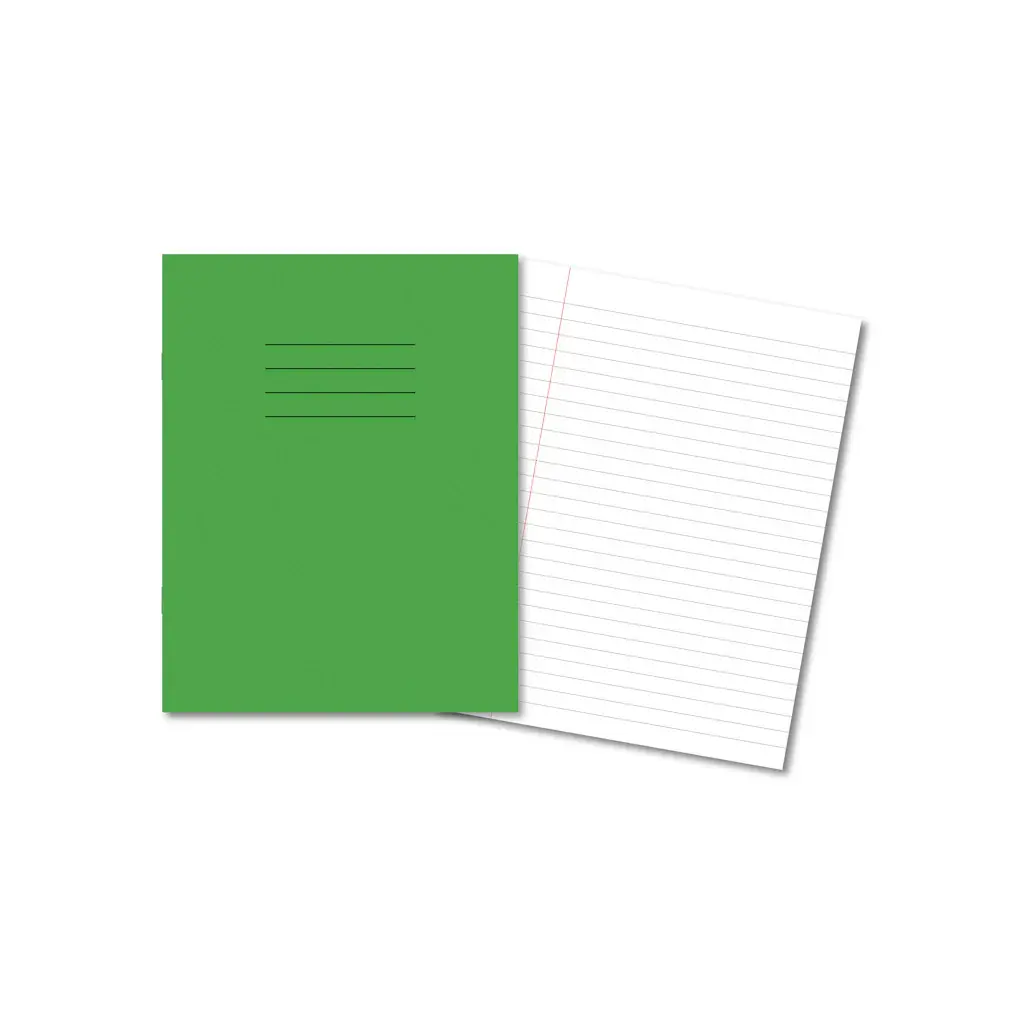 LIGHT GREEN Exercise Books 9 x 7 80 Pages 8mm Feint & Margin
