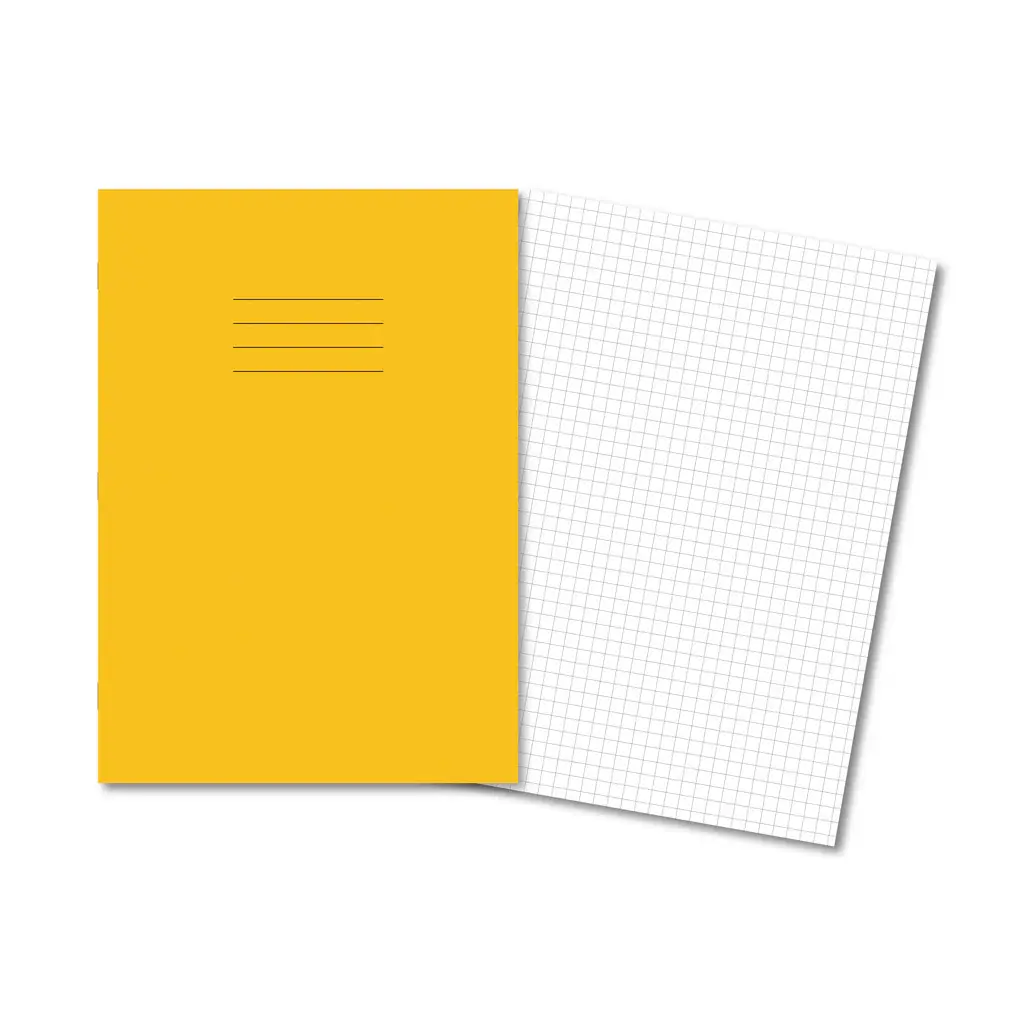 YELLOW Exercise Books A4 80 Pages 7mm Squares