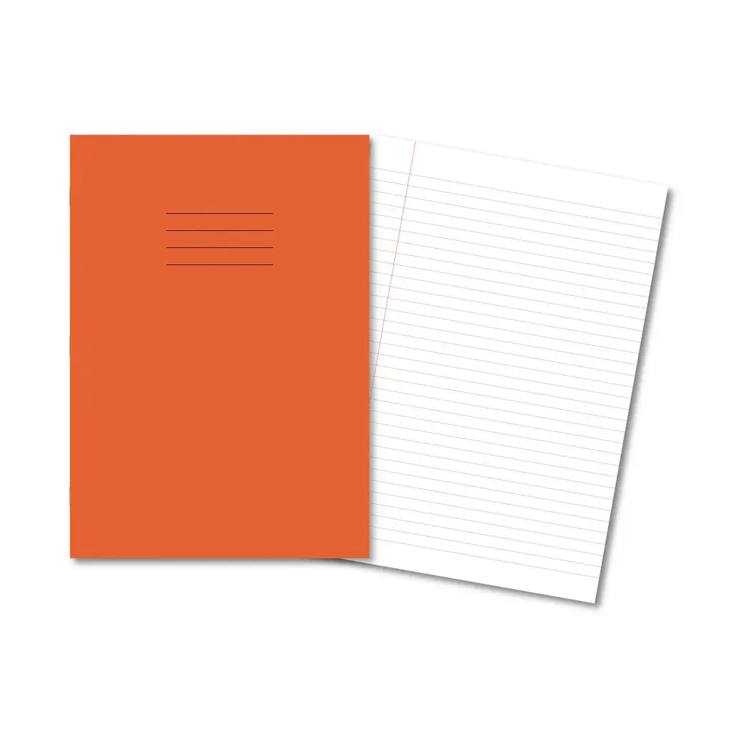 ORANGE Exercise Books A4 48 Pages 8mm Feint & Margin