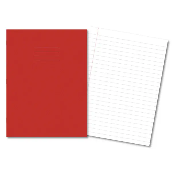 RED Exercise Books A4+ 320mm x 240mm 80 Pages 12mm Feint & Margin 400206477