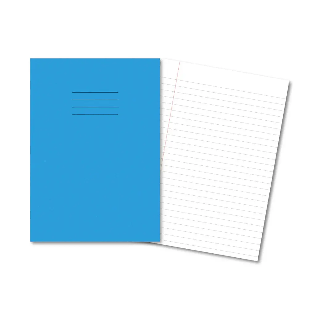 LIGHT BLUE Exercise Books A4+ 320mm x 240mm 48 Pages 8mm Feint & Margin 400206563