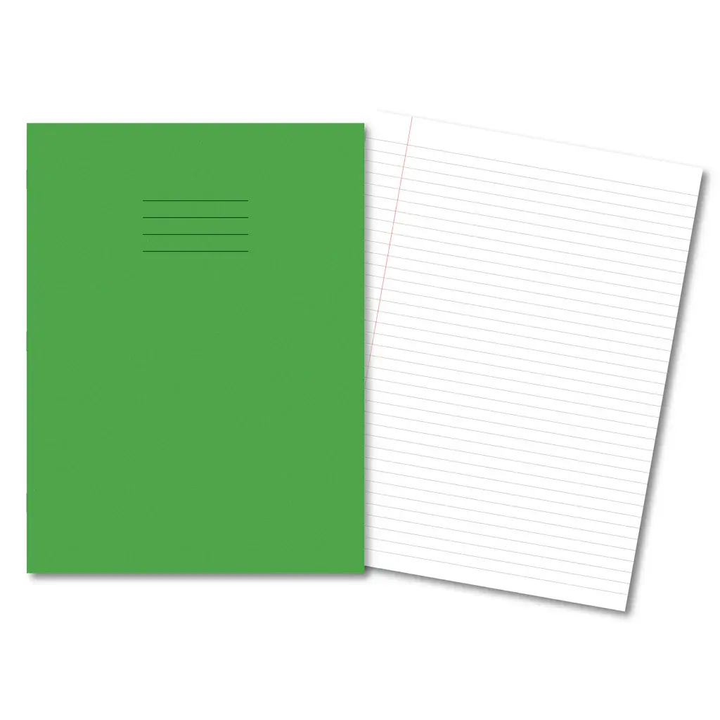 LIGHT GREEN Exercise Books A4+ 320mm x 240mm 48 Pages 8mm Feint & Margin 400206565