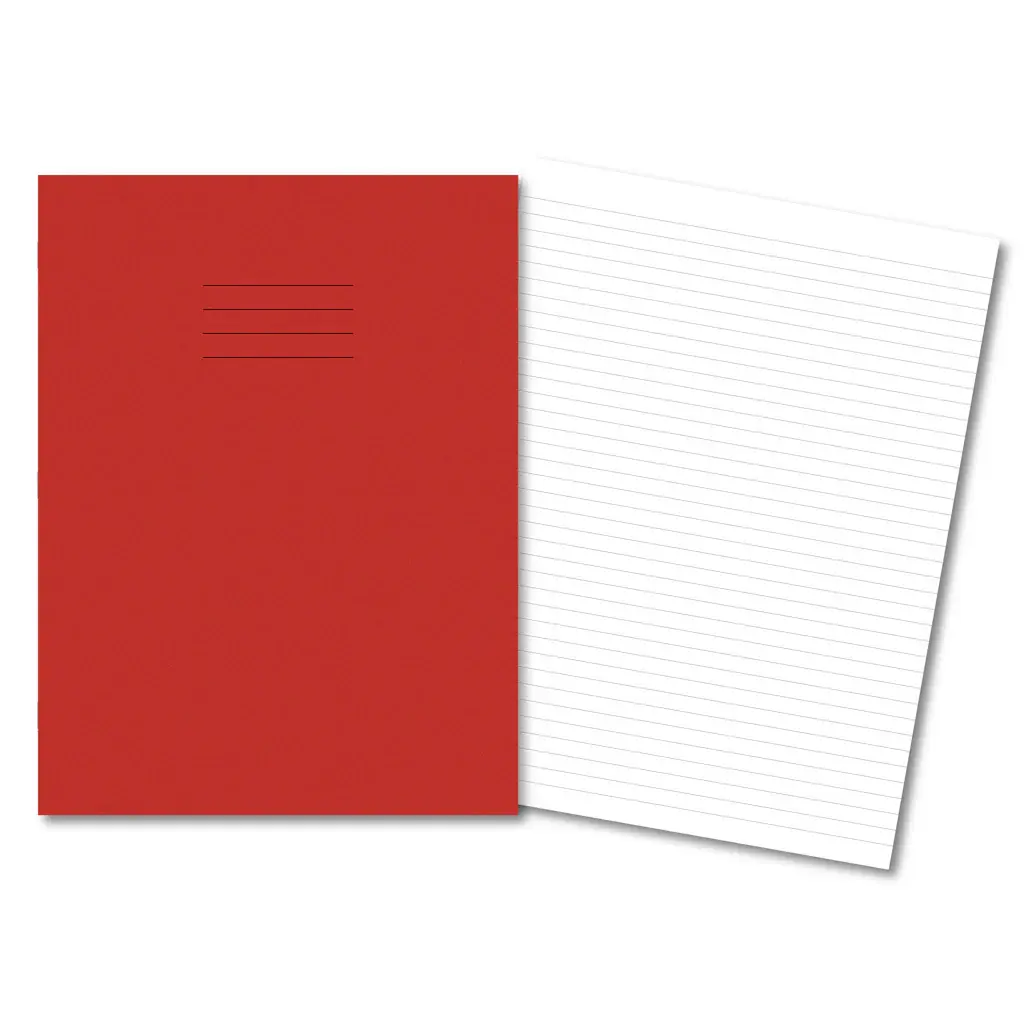 RED Exercise Books A4+ 320mm x 240mm 80 Pages 8mm Feint & Margin 400206470