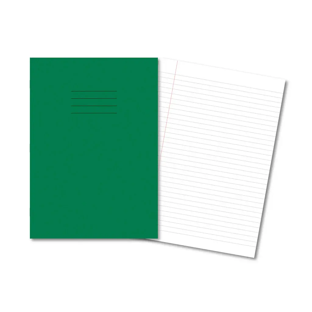 DARK GREEN Exercise Books A4 80 Pages 8mm Feint Margin