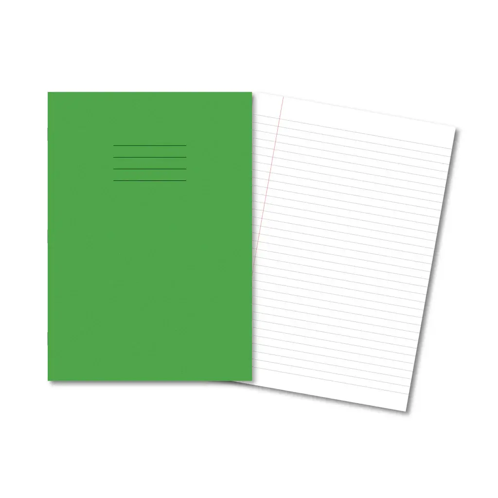 LIGHT GREEN Exercise Books A4  80 Pages 8mm Feint  Margin