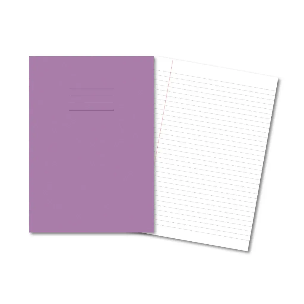 PURPLE Exercise Books A4 80 Pages 8mm Feint & Margin