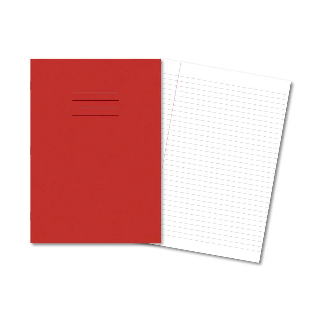 RED Exercise Books A4 48 Pages 8mm Feint & Margin