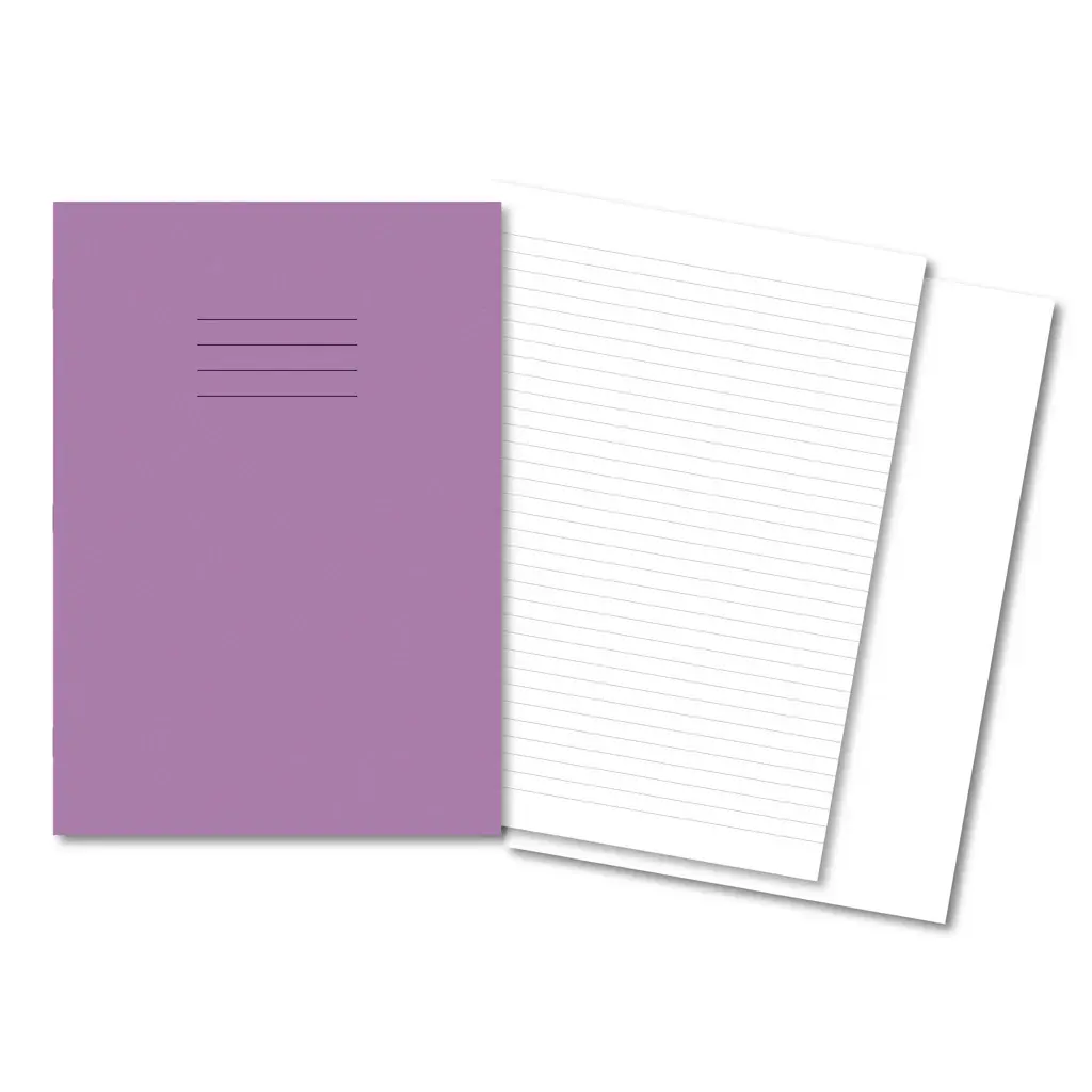 PURPLE Exercise Books A4 80 Pages 8mm Feint / Plain Alternate