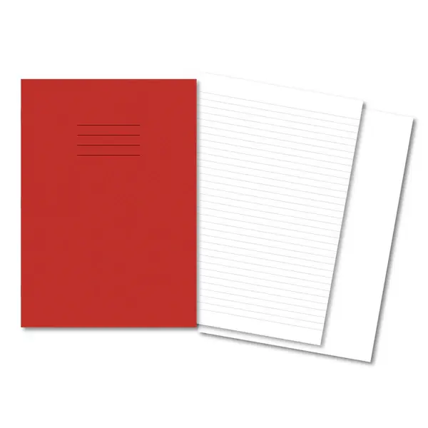 RED Exercise Books A4 80 Pages 8mm Feint / Plain Alternate