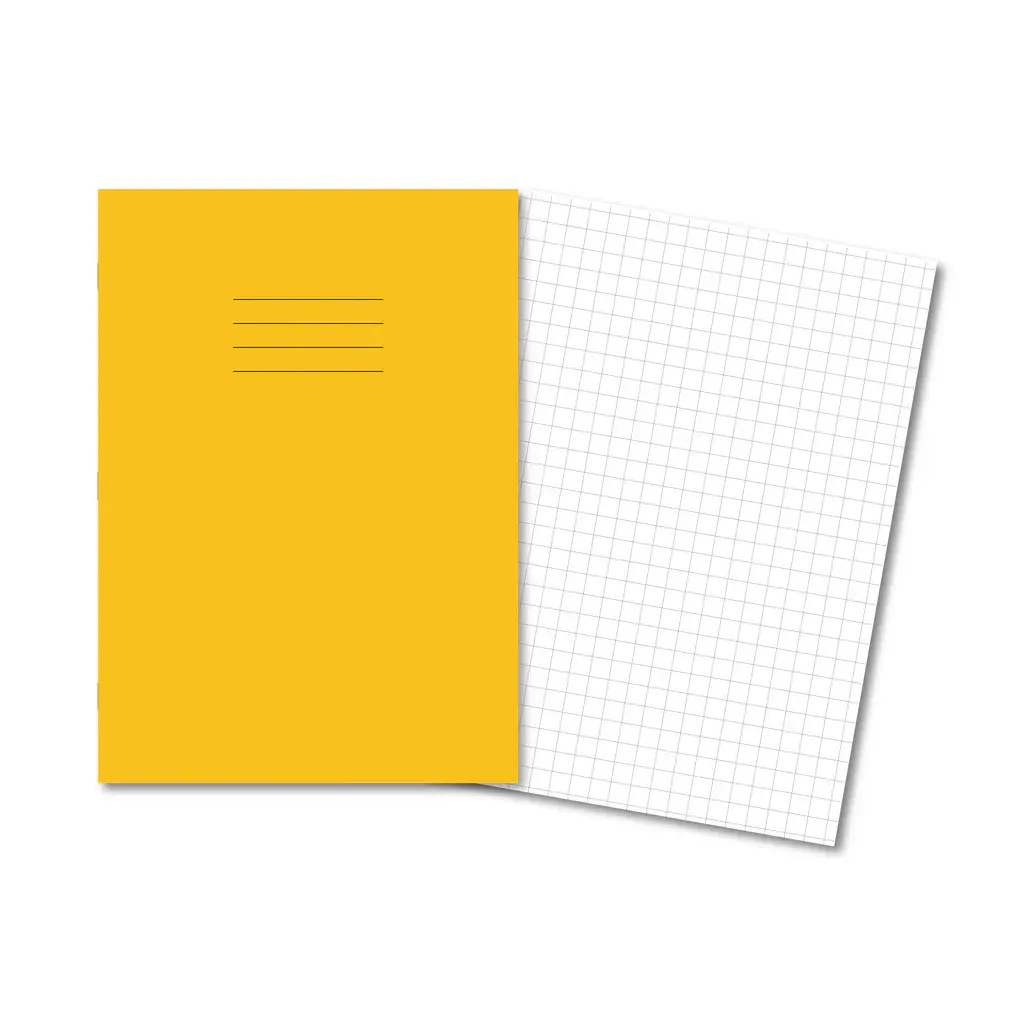 Exercise Book A4 64 Pages 10mm Squares Yellow