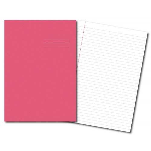 PINK Exercise Books A4+ 320mm x 240mm 80 Pages 8mm Feint & Margin