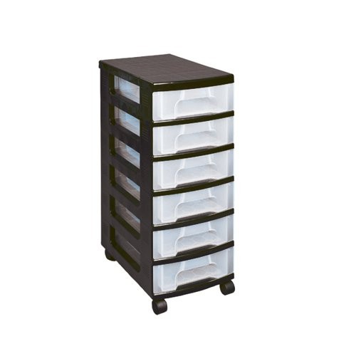 Really Useful Plastic Storage Tower with 6 Drawers Black