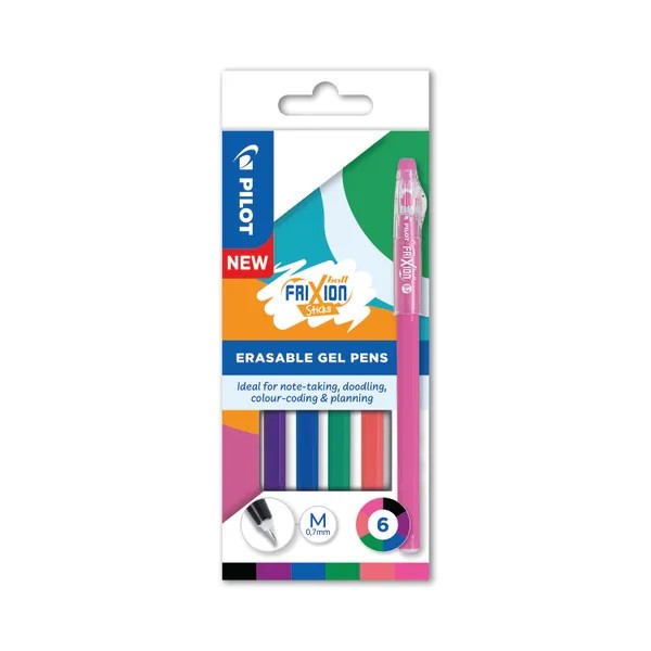 Pilot Frixion Ball Stick Gel Pens Assorted 6s 5012052061965